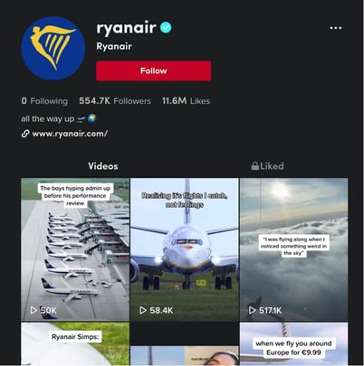 Ryanair TikTok