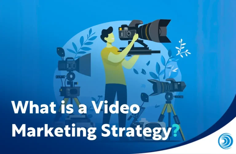 illustration of a video marketer filming content for a video marketing strategy guide in 2025