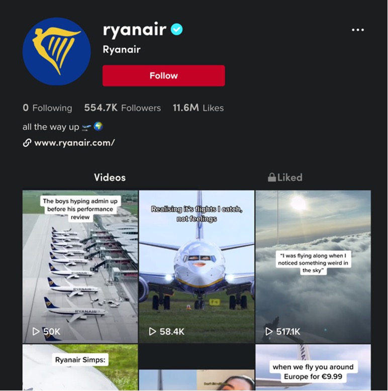 Ryanair TikTok