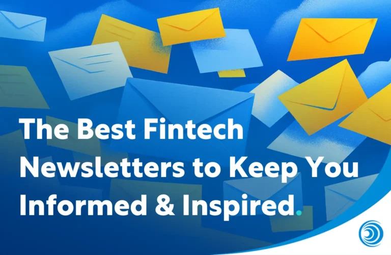 Illustration of multiple email envelopes representing fintech newsletters that keep readers informed and inspired about financial technology trends.